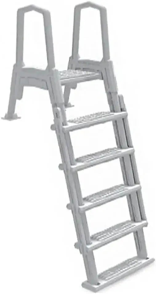 Gray Anti-Slip In-Pool Steps  Deck-Mountable Safety Stairs for Above-Ground Pools