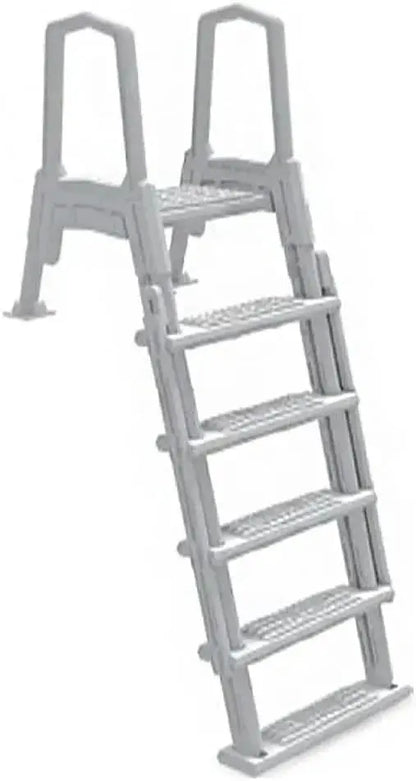 Gray Anti-Slip In-Pool Steps  Deck-Mountable Safety Stairs for Above-Ground Pools