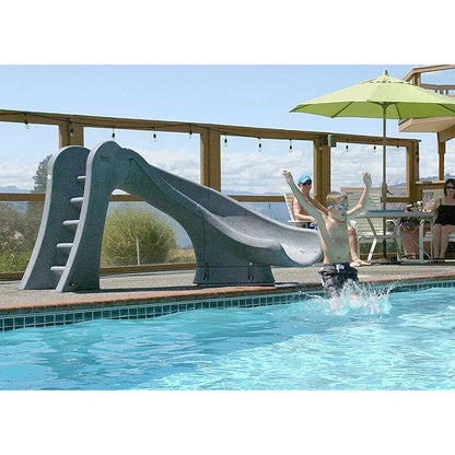 S.R. Smith Cyclone Right-Curve Pool Slide  Gray Granite Finish, Durable Composite Construction