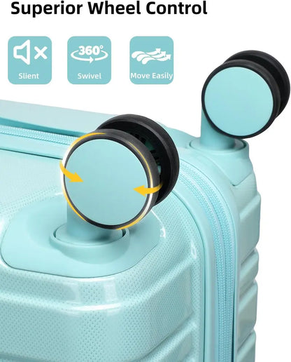 6-Piece Expandable Rolling Luggage Set  Lightweight Hardshell Suitcases with Smooth-Spinning Wheels & Modular Packing Options