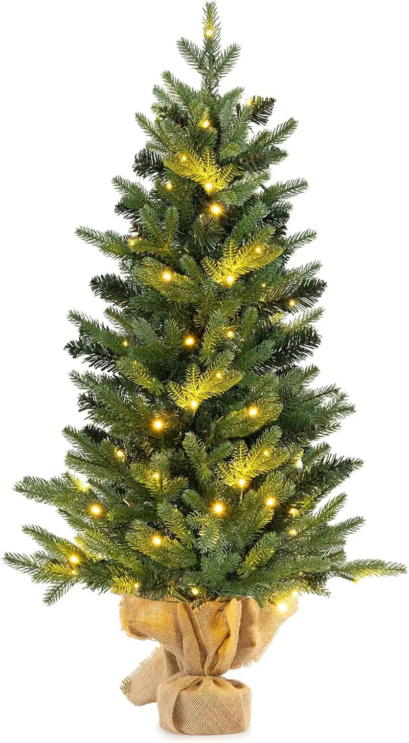 Compact Tabletop Fir-Style Christmas Tree with Battery-Powered Warm White LEDs