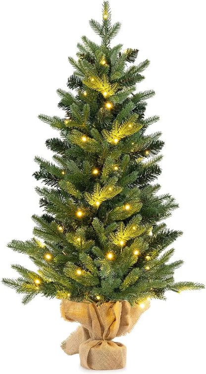 Compact Tabletop Fir-Style Christmas Tree with Battery-Powered Warm White LEDs