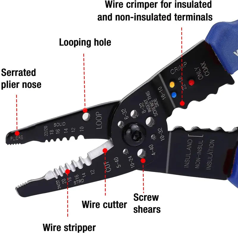 WORKPRO 8″ Multi-Function Wire Stripper/Cutter/Crimper Tool