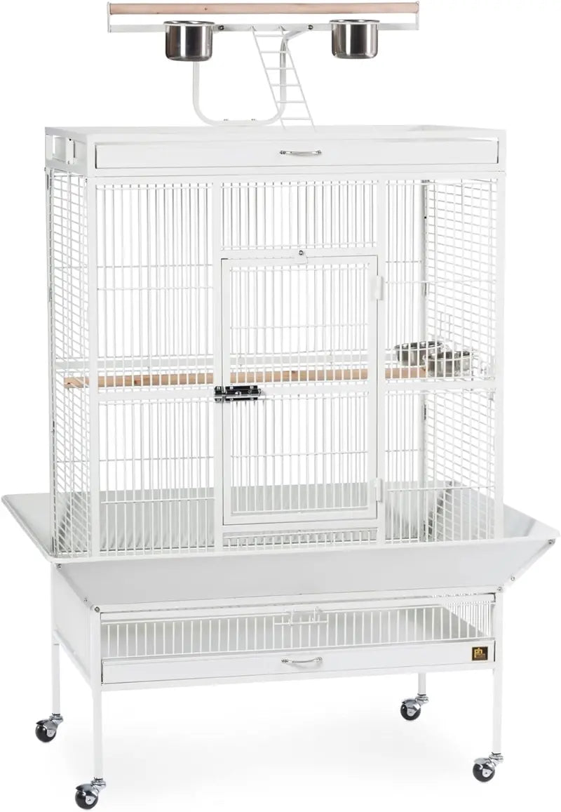 Wrought Iron Select Bird Cage  Chalk White, 36″ x 24″ x 66″, Spacious Avian Habitat