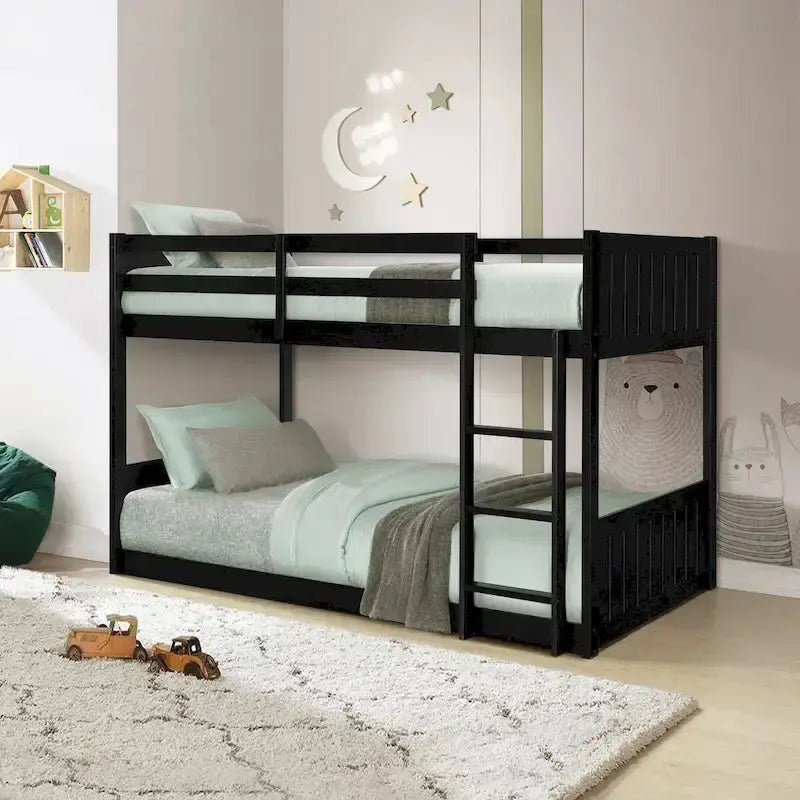 Delphia Twin-over-Twin Bunk Bed  Space-Saving Low-Profile Frame with Safety Rails and Sturdy Construction