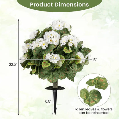 Set of 2 Begonia Ball Topiaries  22.5-Inch Artificial Plants with Ground Anchors