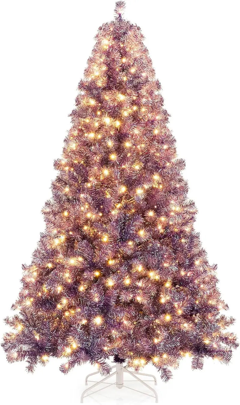 6-Foot or 7.5-Foot Pre-Lit Tinsel Christmas Tree with Warm White LED Illumination