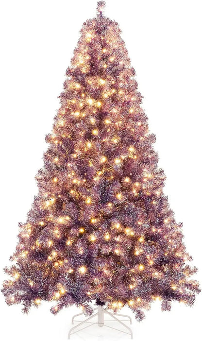 6-Foot or 7.5-Foot Pre-Lit Tinsel Christmas Tree with Warm White LED Illumination