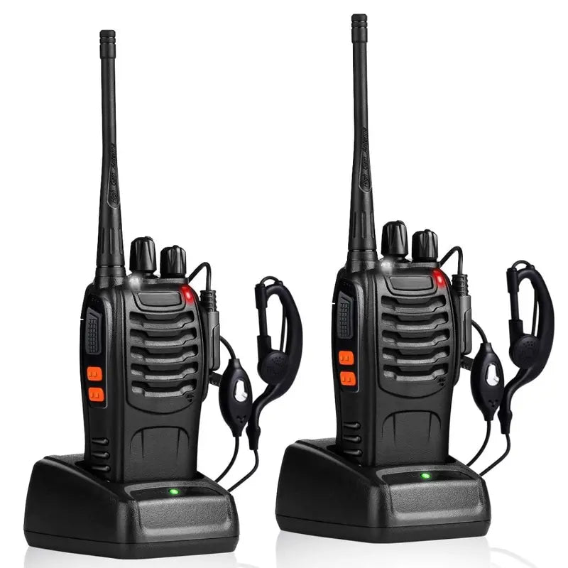 Long-Range Rechargeable Walkie Talkies with Earpieces and Tactical Flashlight