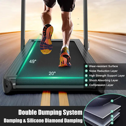 Dual-Function Folding Treadmill  4.75HP Under-Desk Model with App Compatibility