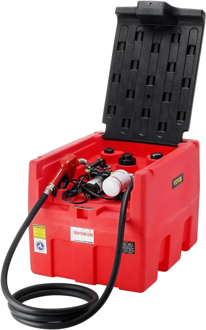 Red 48-Gallon Dual-Fuel Transport Tank  12V Electric Pump, 10.6 GPM Transfer Rate, Heavy-Duty Hose &amp; Auto Fueling Nozzle