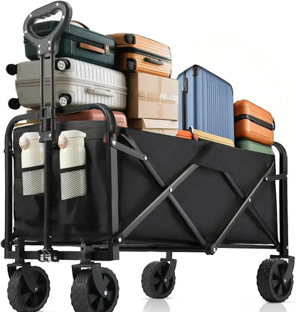 All-Terrain 4-Wheel Folding Beach Cart  37″ Extended Frame, 480 lb Capacity, Compact Fold Design
