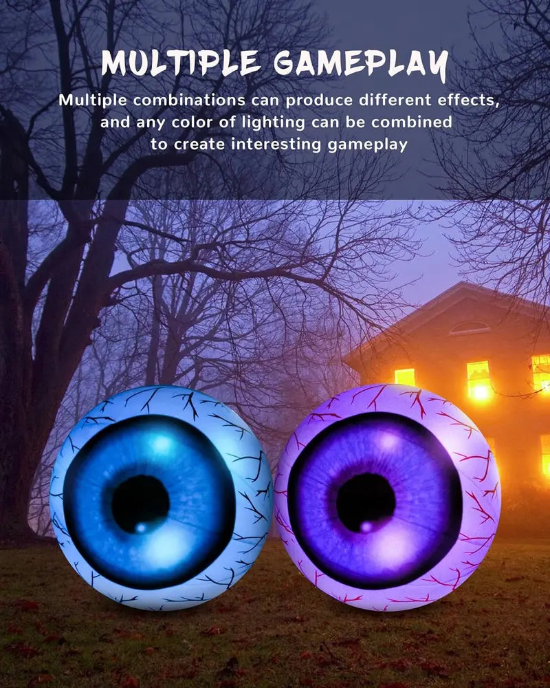 Large Outdoor Halloween Inflatable Eyeball  Giant Animated Yard Decoration with Built-in Fan
