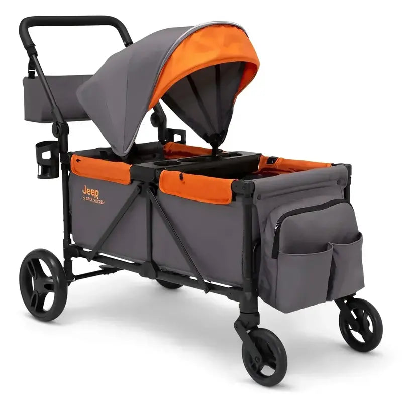 Delta Children Jeep Sport All-Terrain Stroller Wagon  Includes Canopy & Parent Organizer