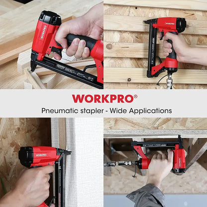 WORKPRO Pneumatic 20-Gauge Stapler for Carpentry, Woodworking & DIY