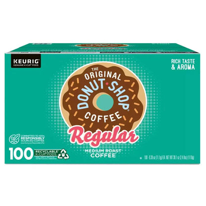 The Original Donut Shop Medium Roast Coffee Pods, 100 Count  Compatible with Keurig K-Cup Brewers, Kosher Certified
