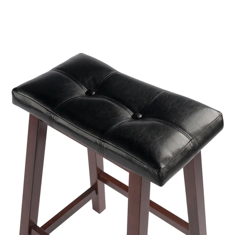 Winsome Wood Mona Cushion Saddle Seat Counter Stool, Black and Walnut