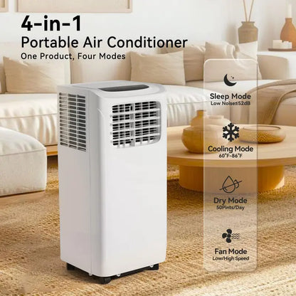 Portable Air Conditioner 4-IN-1 Unit with Dehumidifier, Fan & 24H Timer, Cools 300 Sq.ft, Includes Window Venting Kit