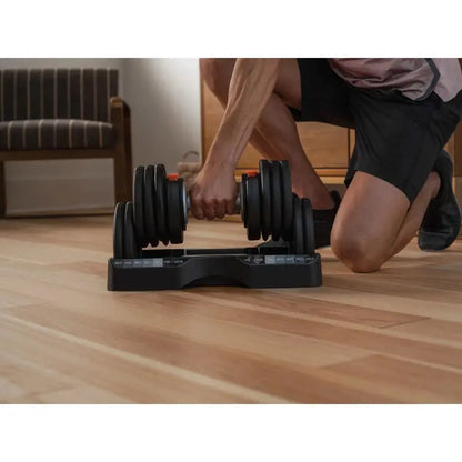 NordicTrack Select-A-Weight Dumbbell Set  Adjustable 55 lb. Pair with Easy Dial-Select Mechanism