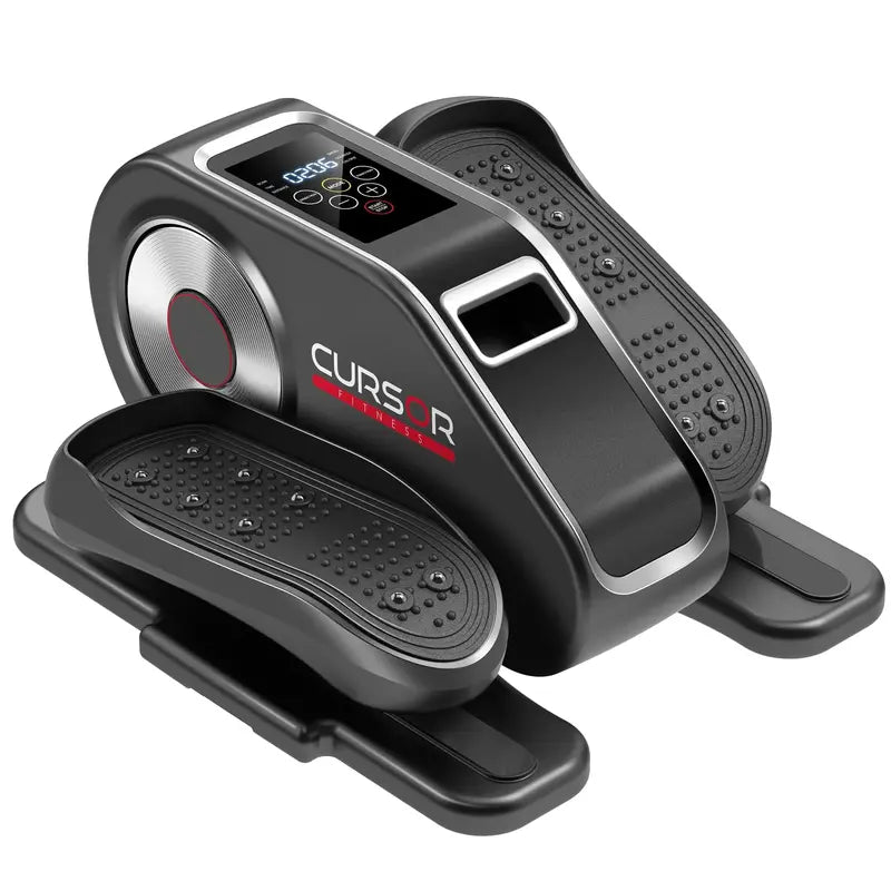 CURSOR FITNESS Under Desk Elliptical Machine with 12 Adjustable Speeds, Auto & HR Modes, LCD Monitor, Resistance Bands