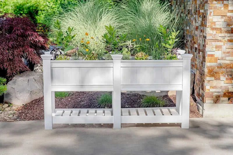Cambridge Vinyl Raised Garden Planter  68.5″ W × 24″ L with Optional Extension Kit