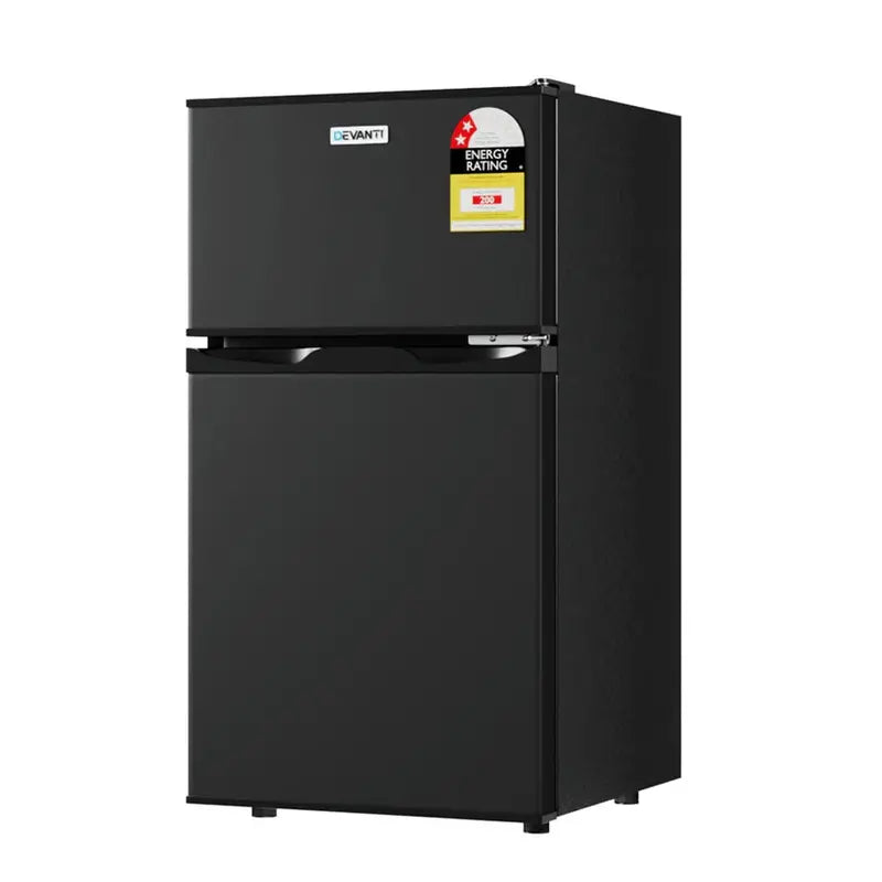 Devanti 80L Bar Fridge  Compact Black Mini Refrigerator & Freezer Combo