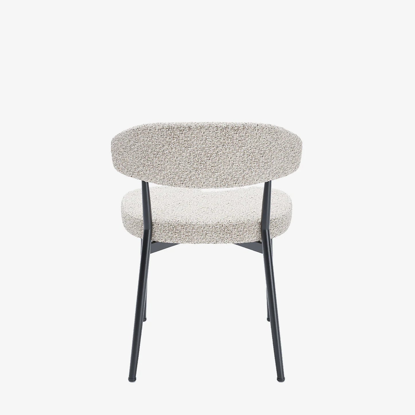 Lot de 2 chaises de salle   manger en tissu bouclette gris et blanc & m tal noir Mona
