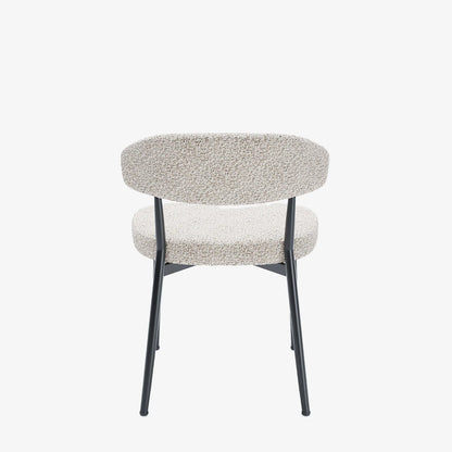 Lot de 2 chaises de salle   manger en tissu bouclette gris et blanc & m tal noir Mona