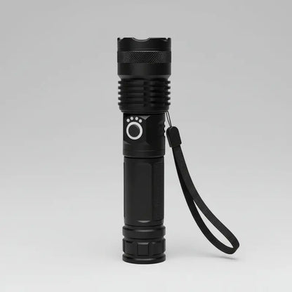 High-Power Rechargeable LED Flashlight with Adjustable Focus Beam