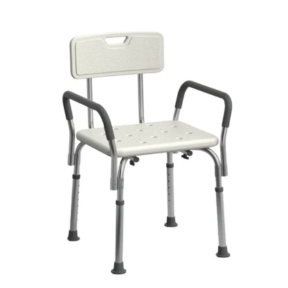 Adjustable Aluminum Shower Seat with Back Support and Armrests