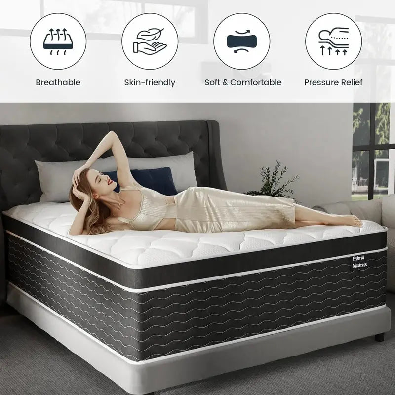 10-Inch Full-Size Hybrid Mattress in a Box  Medium-Plush Support, Pocket Coils + Memory Foam, Easy Setup