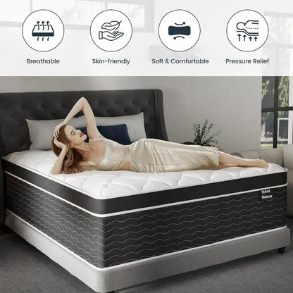 10-Inch Full-Size Hybrid Mattress in a Box  Medium-Plush Support, Pocket Coils + Memory Foam, Easy Setup