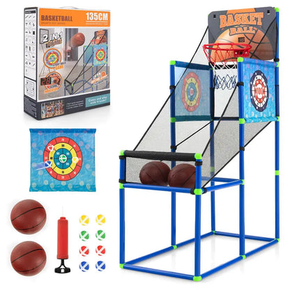 Dual-Mode Indoor/Outdoor Basketball Game Set with Digital Scoreboard and Audio Effects