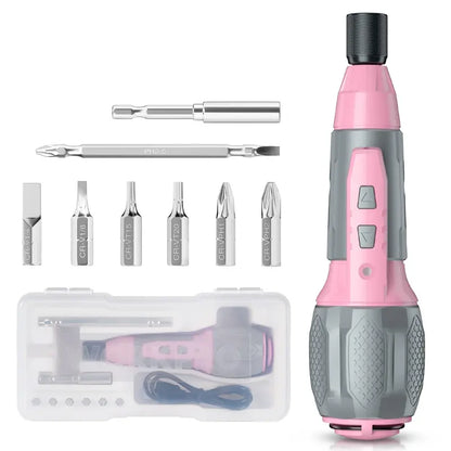 WORKPRO 4V Cordless USB-Rechargeable Screwdriver Kit  Pink Ribbon Edition with Ergonomic Design