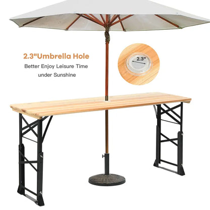Folding Picnic Beer Table  Compact Outdoor Camping Table for Patios and Tailgates