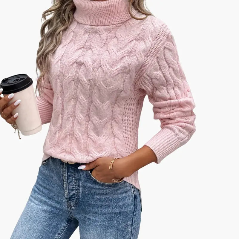 Women’s Traditional Cable-Knit Turtleneck Sweater