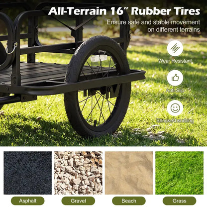 Heavy-Duty Universal Bike Cargo Trailer with 16-Inch All-Terrain Tires and Secure Hitch