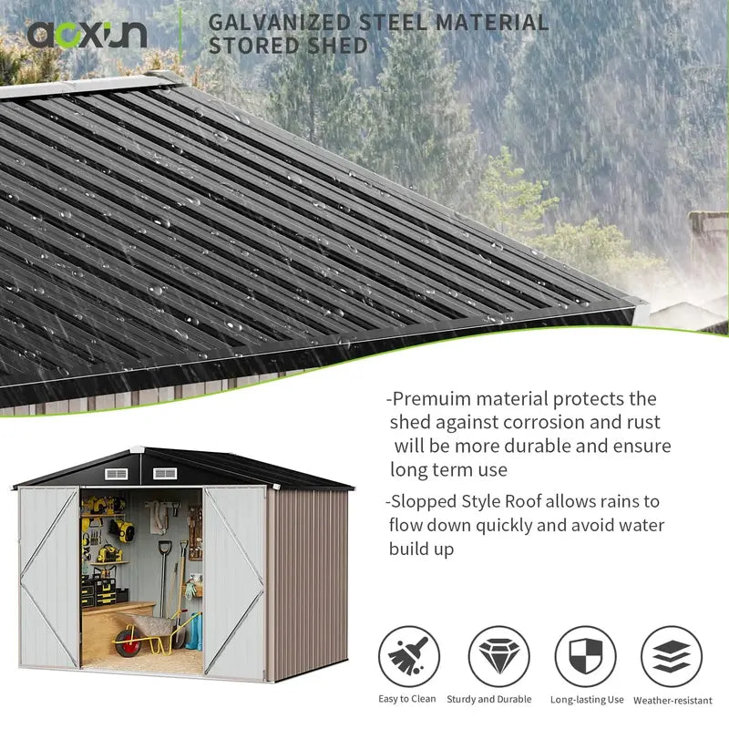 Aoxun 6.4×4 FT Compact Outdoor Storage Shed  Weatherproof Tool & Garden Equipment Enclosure