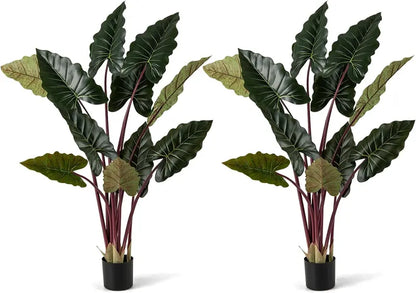 63-Inch Pre-Potted Faux Indoor Plant with 11 Lifelike Leaves and Adjustable Stems