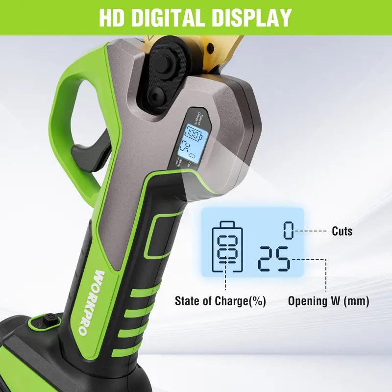 WORKPRO 12V Cordless Pruning Shears — 1.2″ Cutting Capacity with Dual Batteries and Fast Charger
