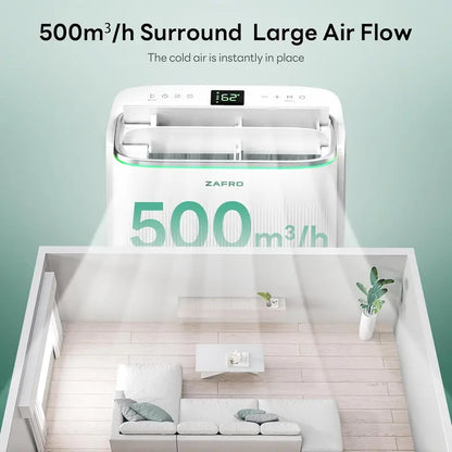 ZAFRO 8,000 BTU Portable AC Unit  4-Mode Energy-Efficient Cooler with Remote, 24-Hour Timer, Ideal for Bedrooms & Dorms, White Design