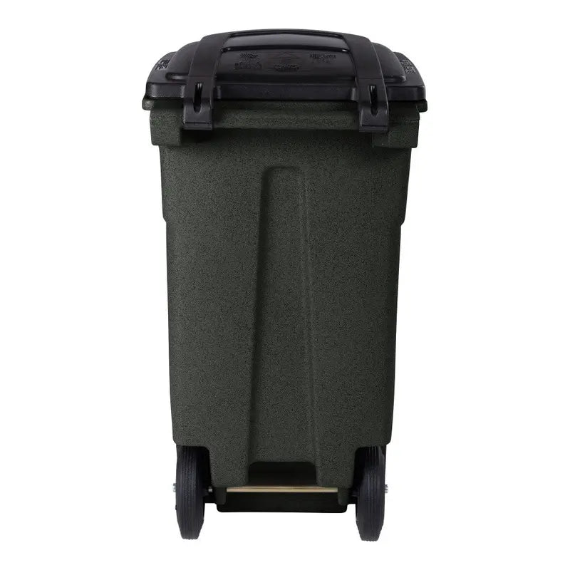 Toter 32 Gallon Greenstone Trash Can with Quiet Wheels and Attached Lid for Indoor/Outdoor Use