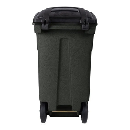 Toter 32 Gallon Greenstone Trash Can with Quiet Wheels and Attached Lid for Indoor/Outdoor Use