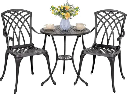 NUU GARDEN 3-Piece Aluminum Bistro Set — Outdoor Patio Table & Two Chairs for Small Spaces