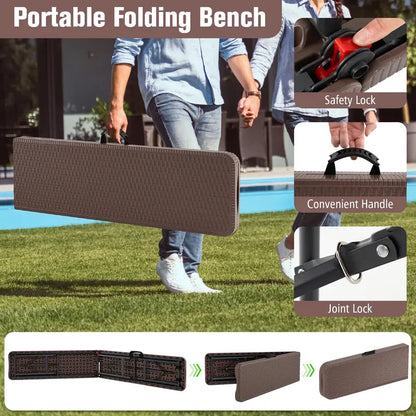 6-Foot Heavy-Duty Plastic Folding Bench  1320-LB Capacity Portable Seat for Camping, Picnics & Events