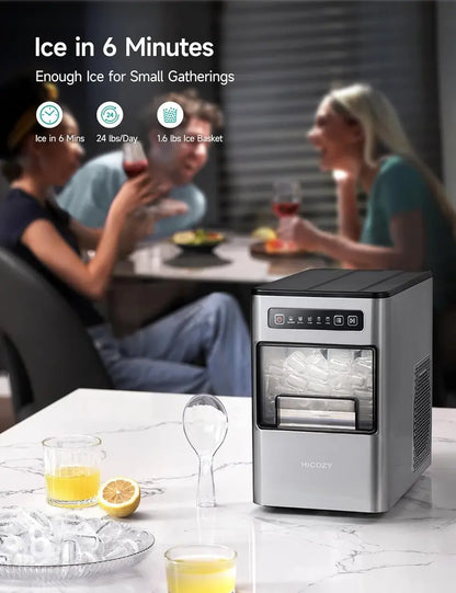 HiCOZY Countertop Ice Maker  Rapid 6-Minute Ice Production with Auto-Clean Function