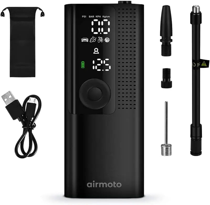 Dual-Pack Portable Air Compressor Power Kit  Cordless Tire Inflator Bundle with Home & On-the-Go Charging Accessories