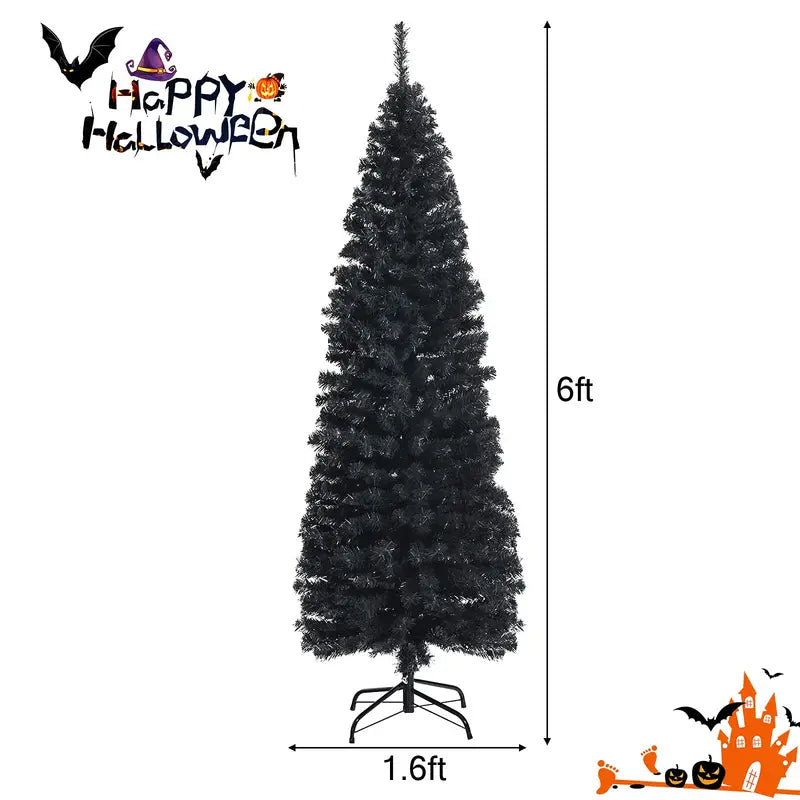 6-Foot Blue Slim Pencil Christmas Tree  Space-Saving Artificial Design