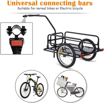 Aosom Foldable 80-Lb Capacity Bike Cargo Trailer with 16-Inch Wheels and Universal Hitch  Black