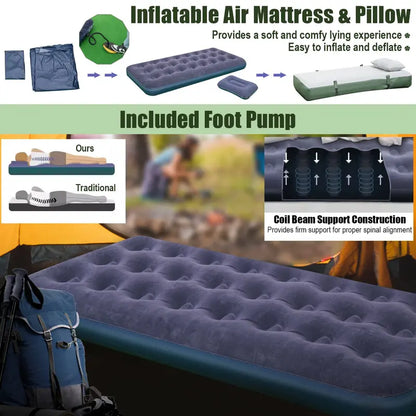 5-in-1 Camping Cot System  Includes Air Mattress, Pillow, Sleeping Bag & Carry Bag
